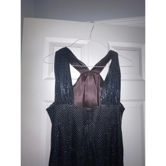 Vintage 80s night studio black sequin side slit‎ dress size 12 - Picture 5 of 6